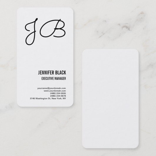 Zwart wit monogram minimalistisch modern visitekaartje (Voorkant / Achterkant)