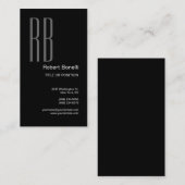 Zwart wit monogram minimalistisch platte plaat visitekaartje (Voorkant / Achterkant)