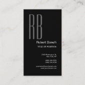 Zwart wit monogram minimalistisch platte plaat visitekaartje (Voorkant)