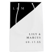 Zwart-wit monogram minimalistische bruiloft medium cadeauzakje (Voorkant)