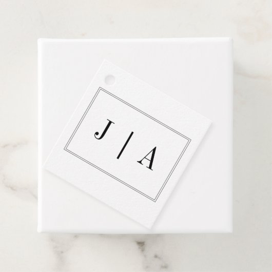 Zwart-Wit Monogram Modern Eenvoudig Huwelijk Bedankjes Labels (In situ)