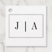 Zwart-Wit Monogram Modern Eenvoudig Huwelijk Bedankjes Labels (Voorkant)