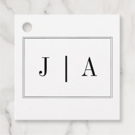Zwart-Wit Monogram Modern Eenvoudig Huwelijk Bedankjes Labels