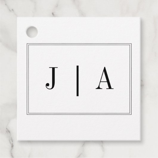 Zwart-Wit Monogram Modern Eenvoudig Huwelijk Bedankjes Labels (Voorkant)