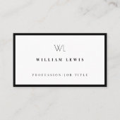 Zwart-wit monogram Modern minimalistisch Visitekaartje (Voorkant)