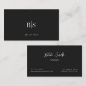 Zwart-wit monogram Modern Professional Visitekaartje (Voorkant / Achterkant)