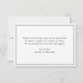 Zwart-wit monogram Modern Simple Wedding Bedankkaart (Achterkant)