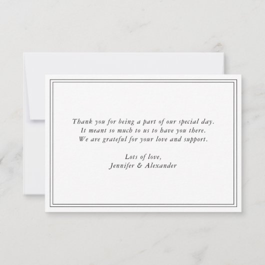 Zwart-wit monogram Modern Simple Wedding Bedankkaart (Achterkant)