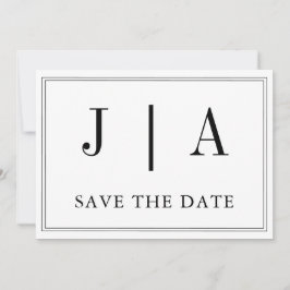 Zwart-wit monogram Modern Simple Wedding Save The Date