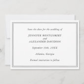 Zwart-wit monogram Modern Simple Wedding Save The Date (Achterkant)