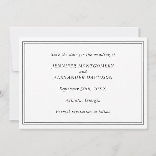Zwart-wit monogram Modern Simple Wedding Save The Date (Achterkant)