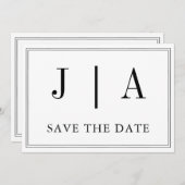Zwart-wit monogram Modern Simple Wedding Save The Date (Voorkant / Achterkant)