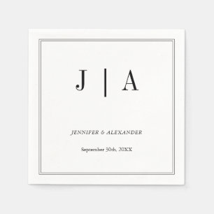Zwart-wit monogram Modern Simple Wedding Servet