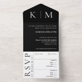 Zwart-wit-Monogram-Modern-Wedding- All In One Uitnodiging (Binnen)