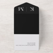 Zwart-wit-Monogram-moderne bruiloft- All In One Uitnodiging (Buitenkant)