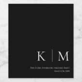 Zwart-wit-Monogram-moderne bruiloft- Wijn Etiket (Enkel label)