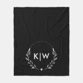 Zwart-Wit | Monogram moderne Initialen Fleece Deken (Voorkant)