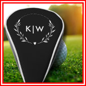 Zwart-Wit | Monogram moderne Initialen Golfheadcover