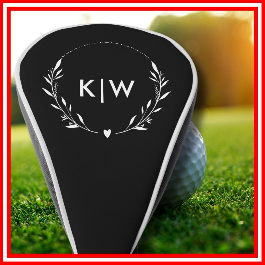 Zwart-Wit | Monogram moderne Initialen Golfheadcover
