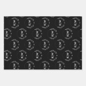 Zwart-Wit | Monogram moderne Initialen Inpakpapier Vel (Voorkant 2)