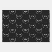 Zwart-Wit | Monogram moderne Initialen Inpakpapier Vel (Voorkant)