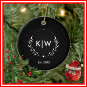 Zwart-Wit | Monogram moderne Initialen Keramisch Ornament