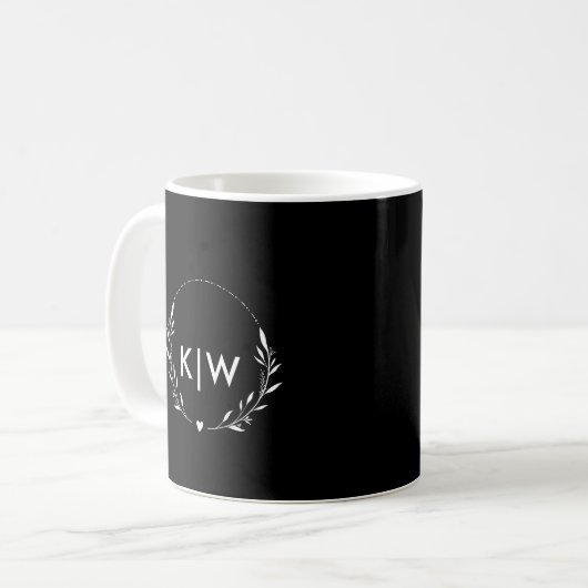 Zwart-Wit | Monogram moderne Initialen Koffiemok (Voorkant links)