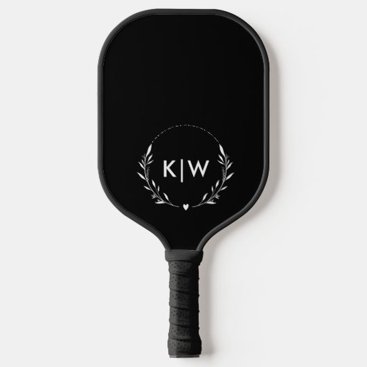 Zwart-Wit | Monogram moderne Initialen Pickleball Paddle (Voorkant)
