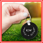 Zwart-Wit | Monogram moderne Initialen Sleutelhanger
