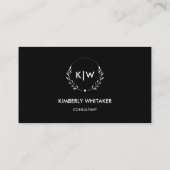 Zwart-Wit | Monogram moderne Initialen Visitekaartje (Achterkant)