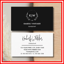 Zwart-Wit | Monogram moderne Initialen Visitekaartje