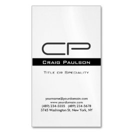 Zwart Wit Monogram Naam Adres Details Magnetisch Visitekaartje