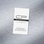 Zwart Wit Monogram Naam Adres Details Magnetisch Visitekaartje (Voorbeeld)