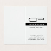 Zwart Wit Monogram Naam Adres Details Visitekaartje (Buitenkant ongevouwen)