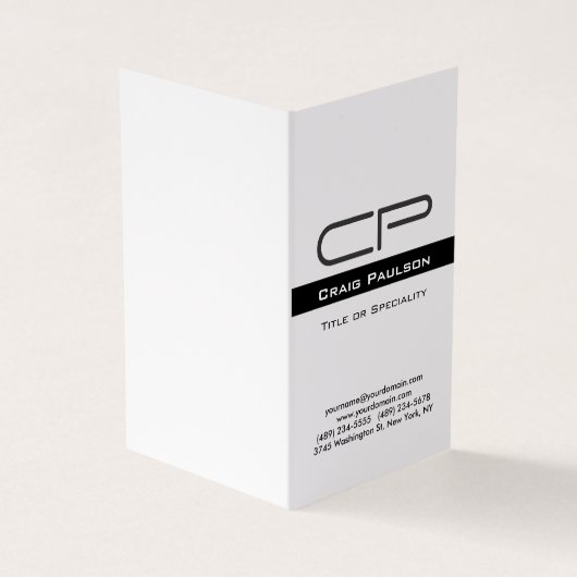 Zwart Wit Monogram Naam Adres Details Visitekaartje (Buitenkant)