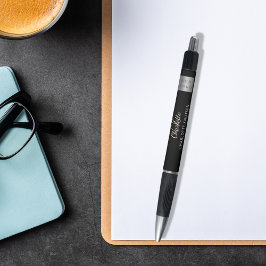 Zwart wit monogram naam bedrijf logo pen