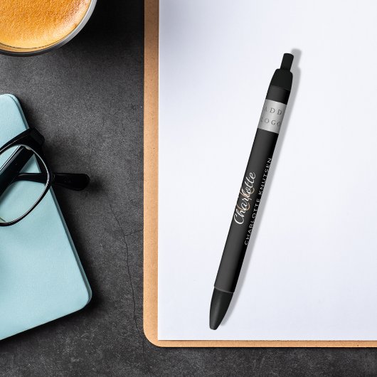 Zwart wit monogram naam bedrijf logo zwarte inkt pen