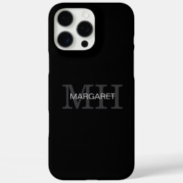 Zwart-wit monogram Naam initialen iPhone 16 Pro Max Hoesje