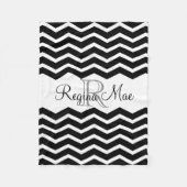 Zwart-wit Monogram Naam Keepsake Chevron Fleece Deken (Voorkant)