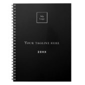 Zwart wit monogram naam logo bedrijf notitieboek (Voorkant)