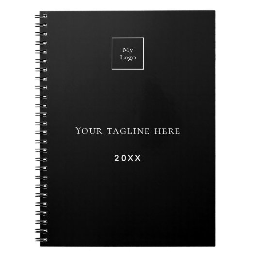 Zwart wit monogram naam logo bedrijf notitieboek (Voorkant)
