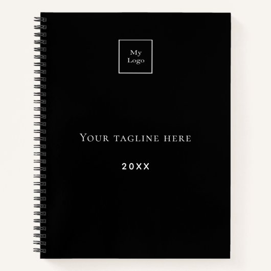 Zwart wit monogram naam logo QR code business Notitieboek (Voorkant)