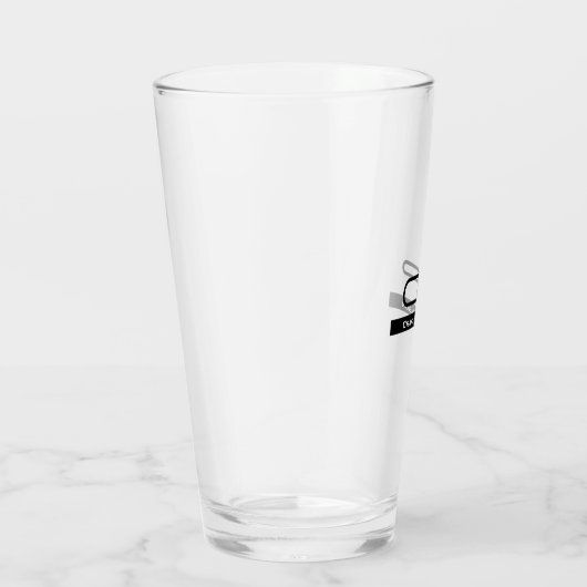 Zwart Wit Monogram Naam Modern Eenvoudig Glas (Rechts)