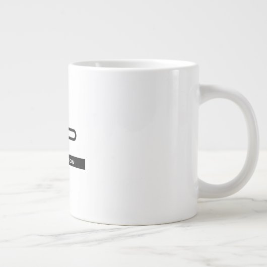 Zwart Wit Monogram Naam Modern Eenvoudig Grote Koffiekop (Rechts)