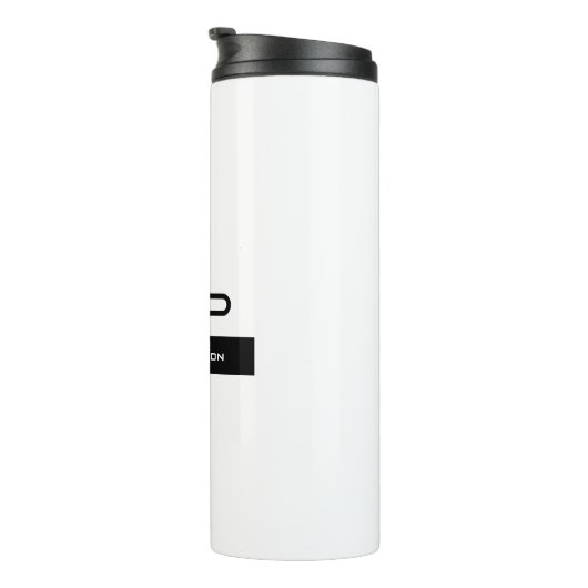 Zwart Wit Monogram Naam Modern Eenvoudig Thermosbeker (Geroteerd rechts)