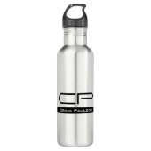 Zwart Wit Monogram Naam Modern Eenvoudig Waterfles (Voorkant)