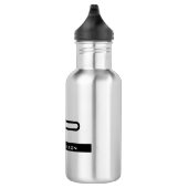 Zwart Wit Monogram Naam Modern Eenvoudig Waterfles (Rechts)