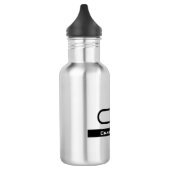 Zwart Wit Monogram Naam Modern Eenvoudig Waterfles (Links)