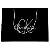 Zwart wit monogram naam modern elegant  groot cadeauzakje (Voorkant)