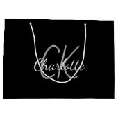 Zwart wit monogram naam modern elegant  groot cadeauzakje (Achterkant)
